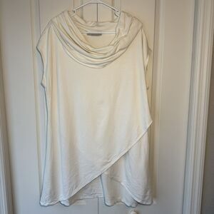 Bryn Walker Asymmetric Cowl Neck White Cotton Tunic Dress Size Large